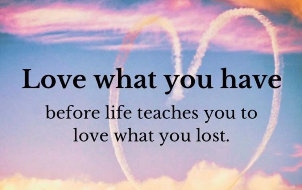 Love What You Have, Before Life Teaches You to Lov